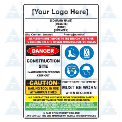 Construction Site Combination Sign - Detailed - Buy Now - Safety Choice ...